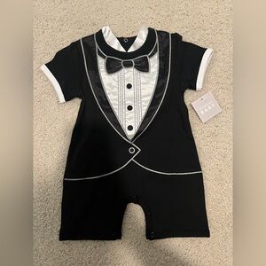 Black Tuxedo Style Baby Bodysuit